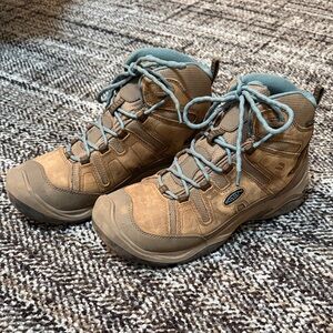 Keen Brown and Teal Women's Mid-Height Hiking Boots